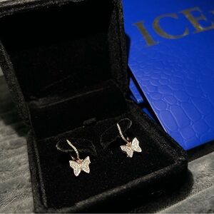 Diamond Butterfly Hoop Earrings - Rose Gold